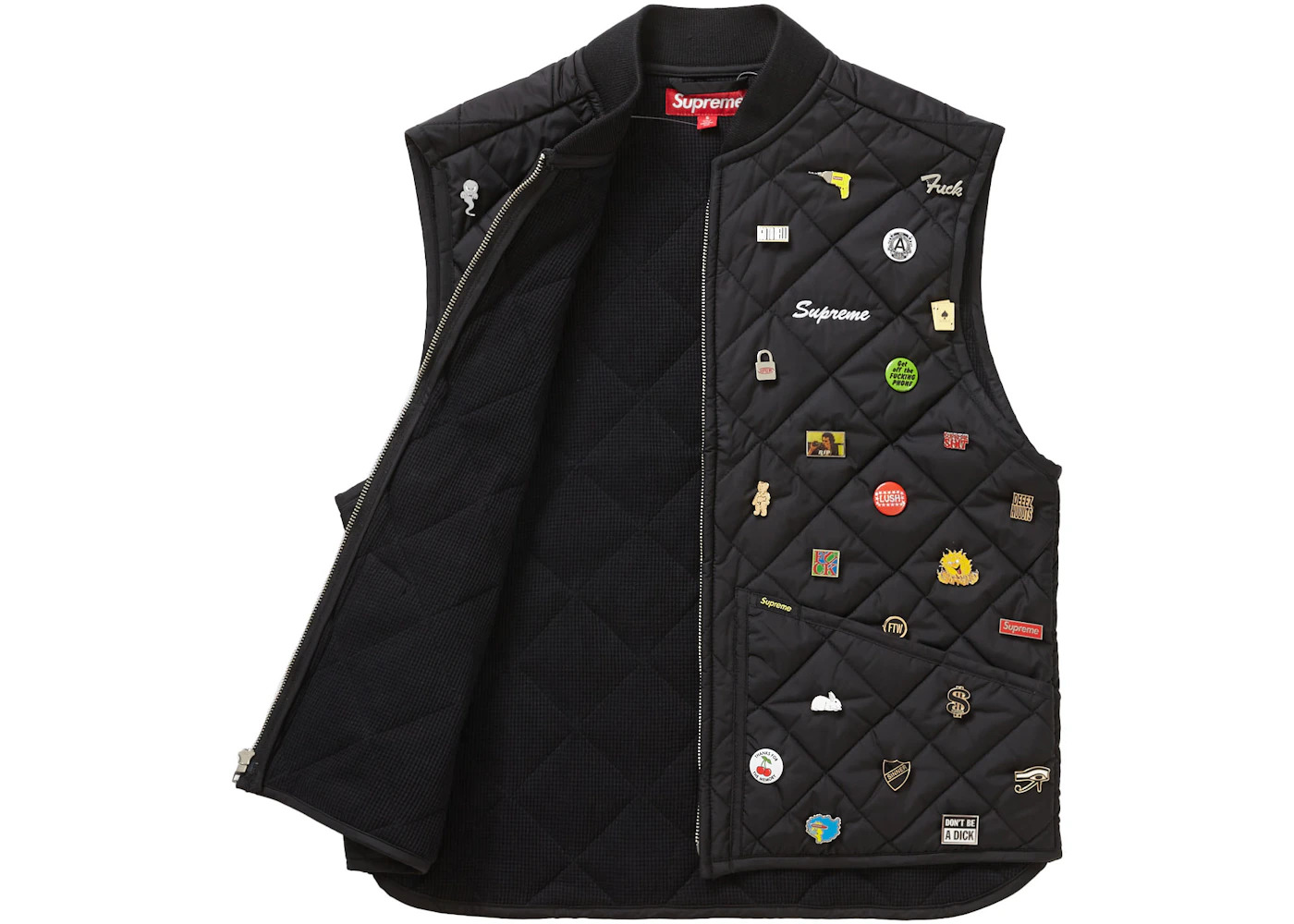 Supreme Pins Quilted Work Vest Black - 2