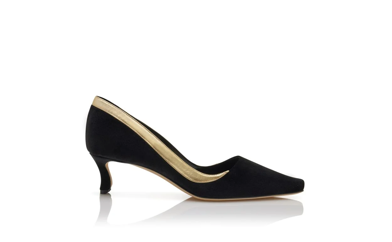 Black Velvet and Gold Pumps - 1