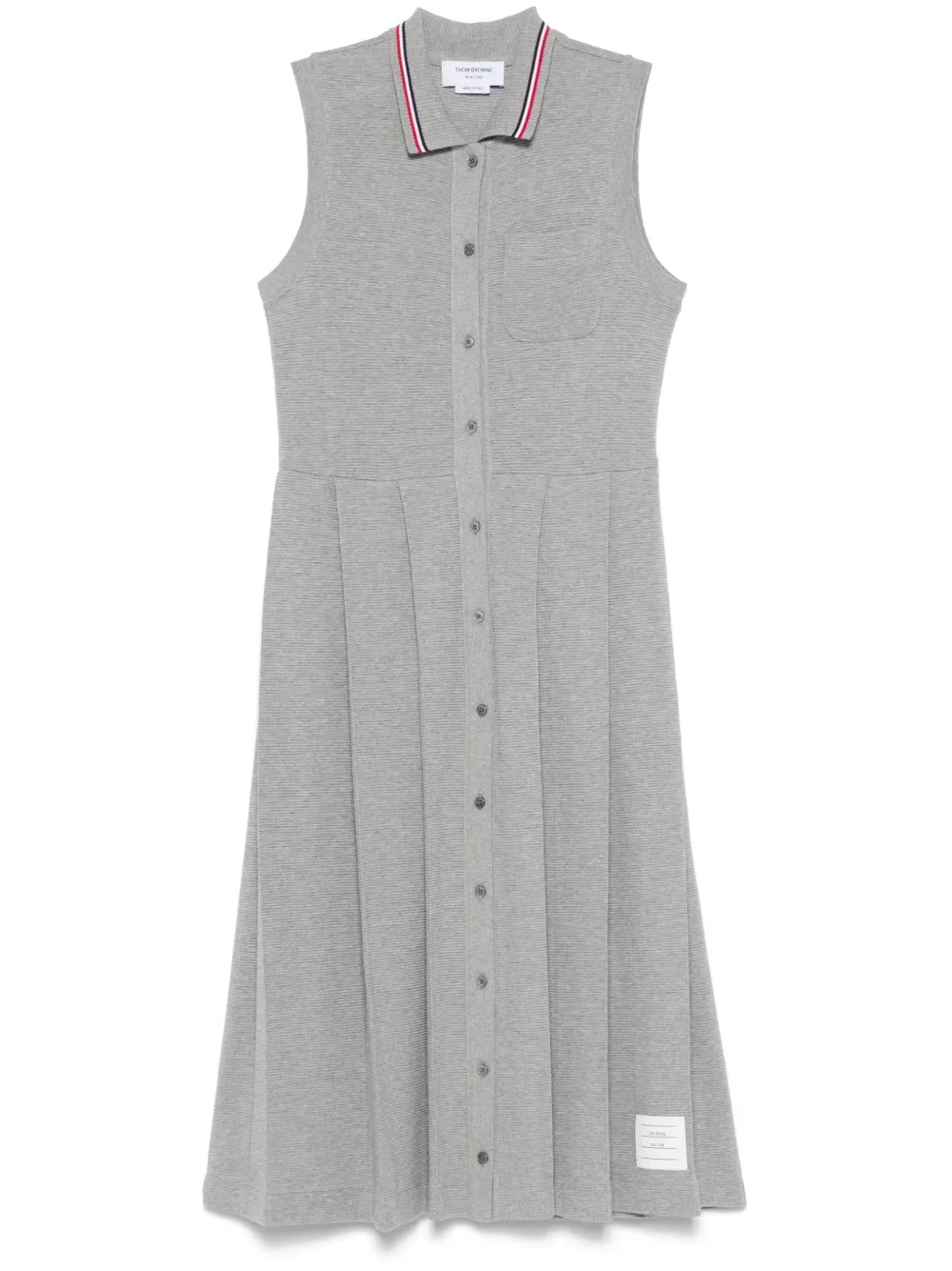 THOM BROWNE - Women Sleeveless Pleated Bottom Polo Dress - 5