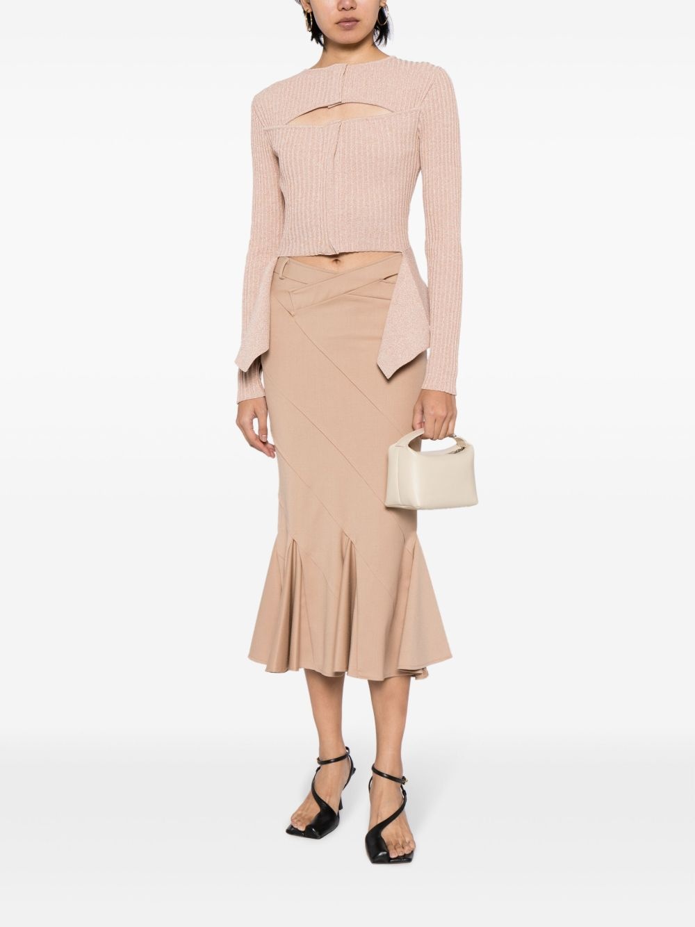 flared-hem flannel midi skirt - 2