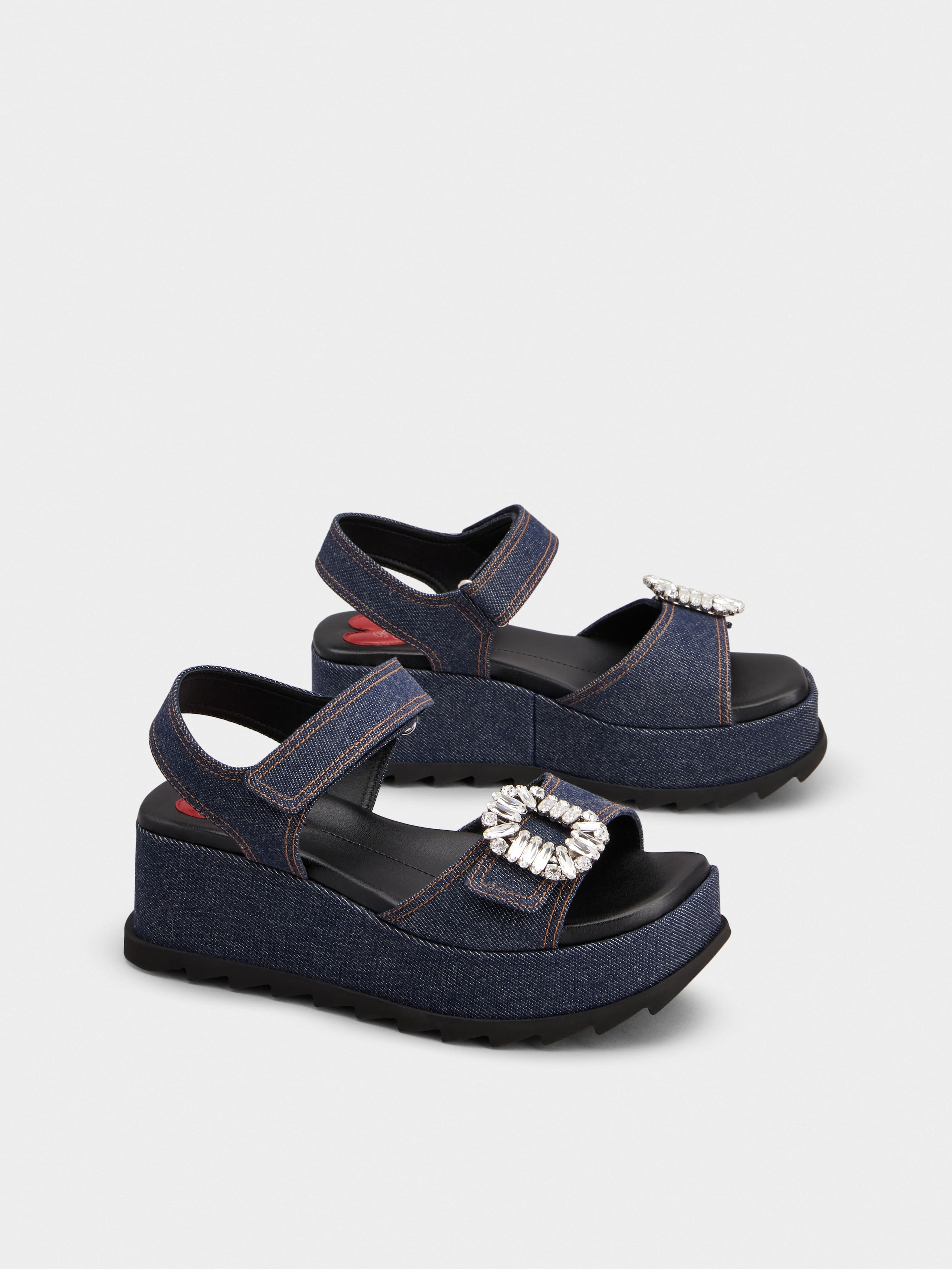 Slidy Viv' Wedge Sandals in denim - 2