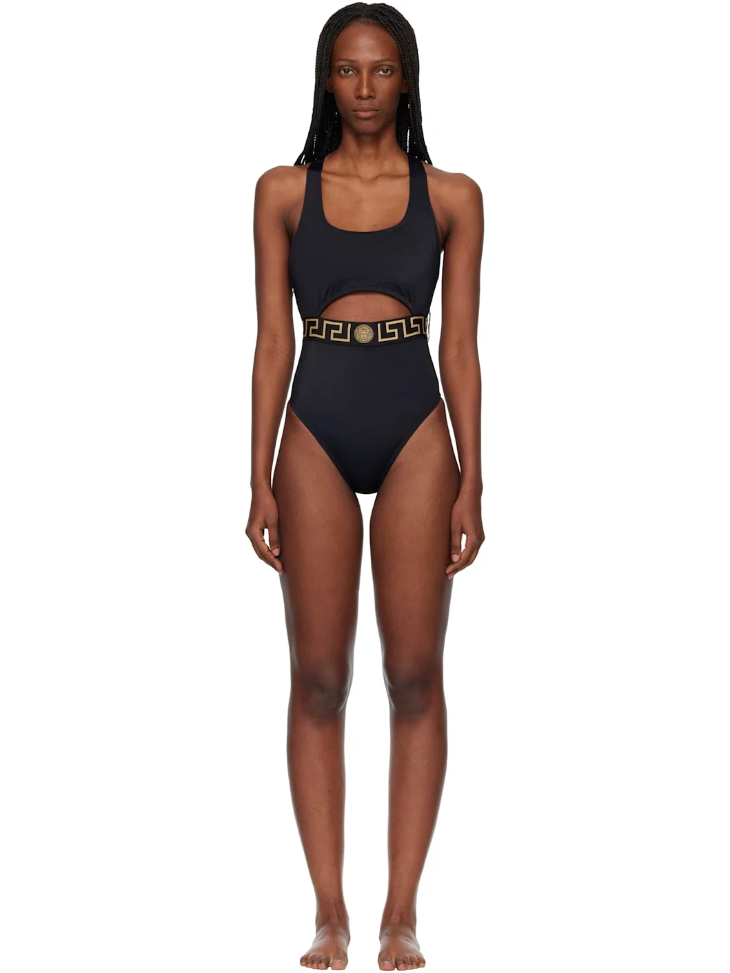 Black Cutout Swimsuit - 1