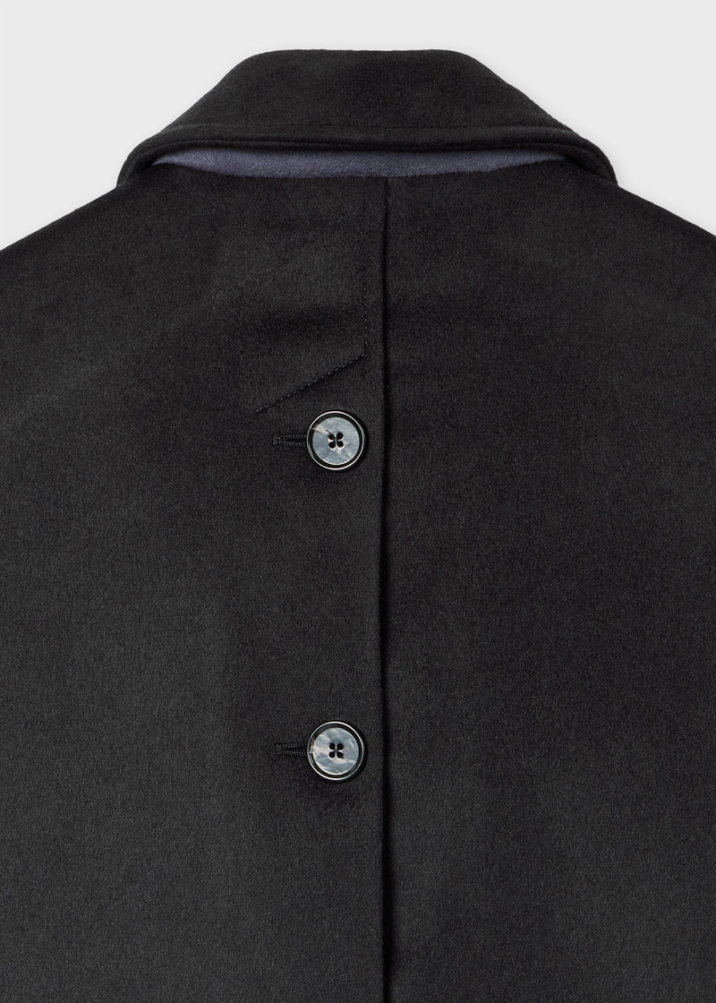 Women's Navy Wool-Cashmere Blend Back-Button Coat 4