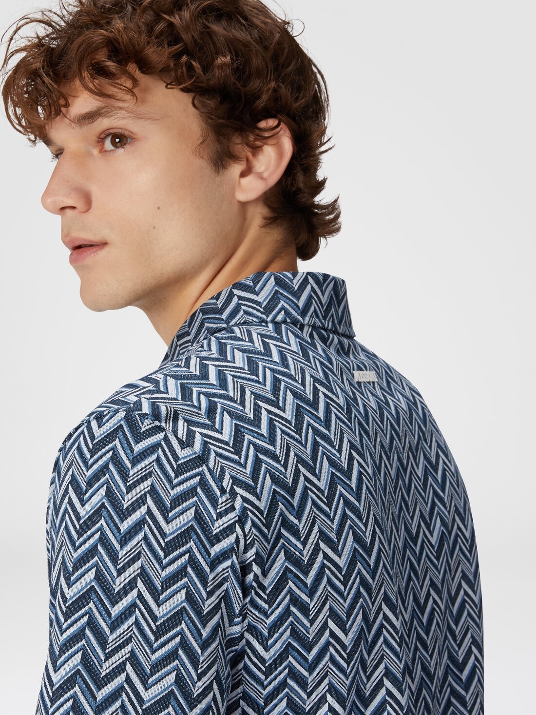 Zig zag jacquard cotton jersey polo shirt - 5