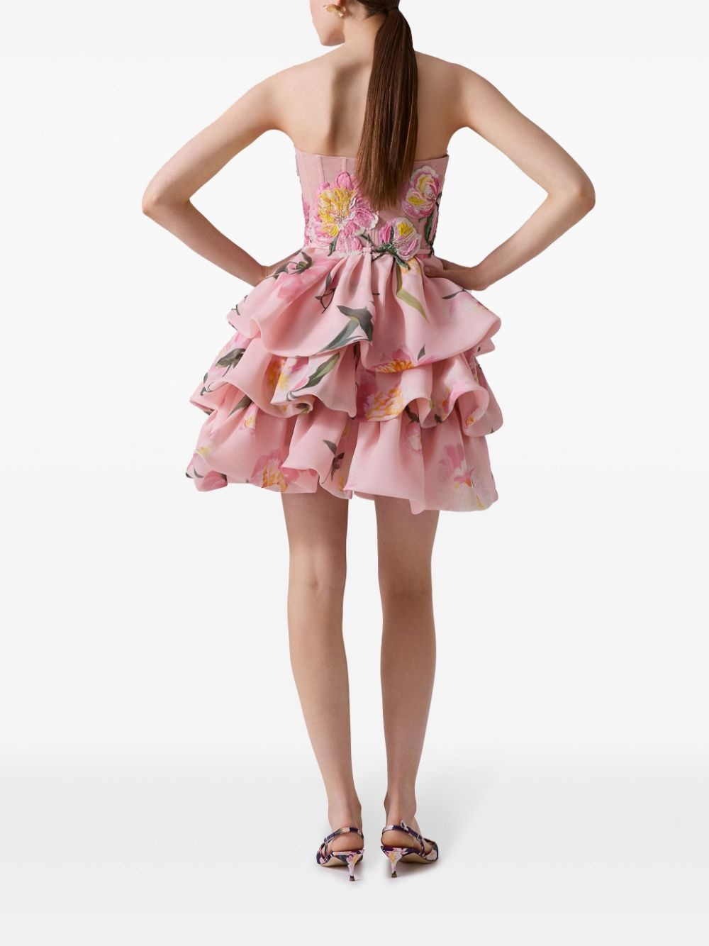 floral-print ruffled mini dress - 3