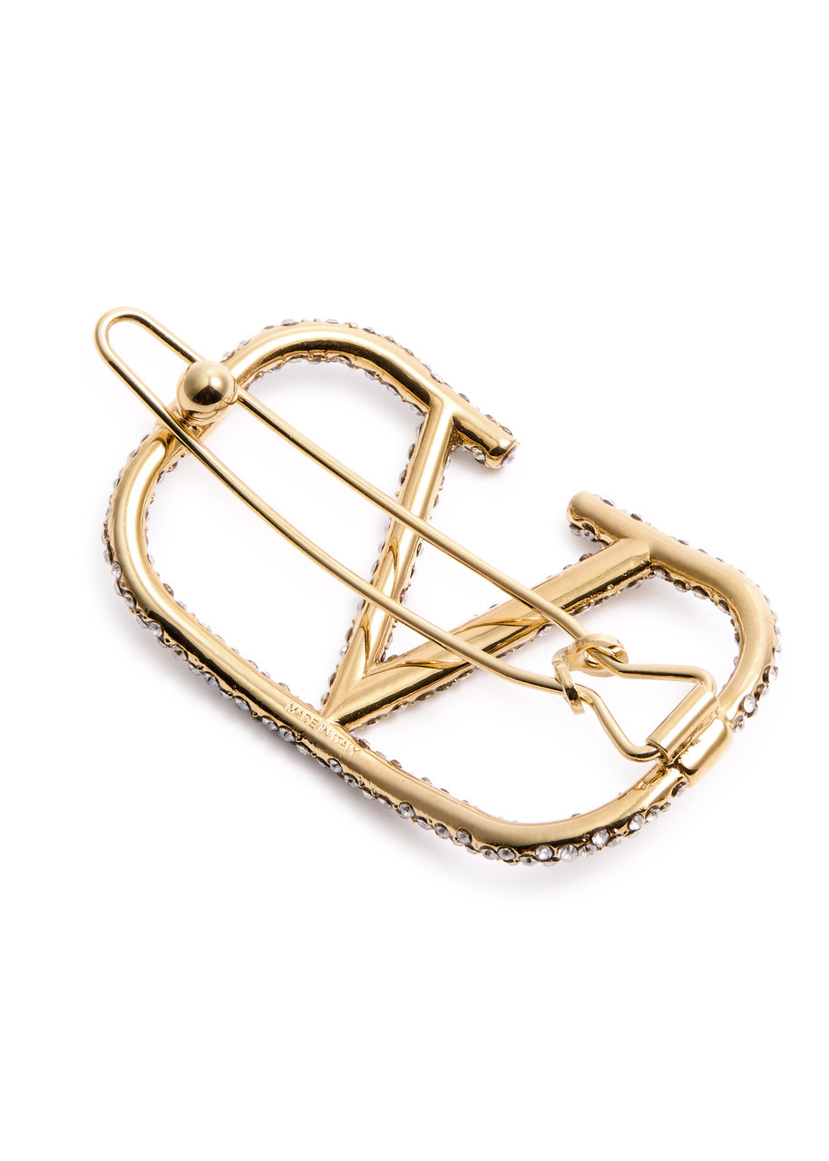 VLogo crystal-embellished hair clip - 3