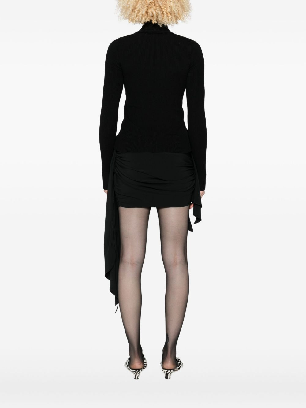 lace-insert turtleneck sweater - 4