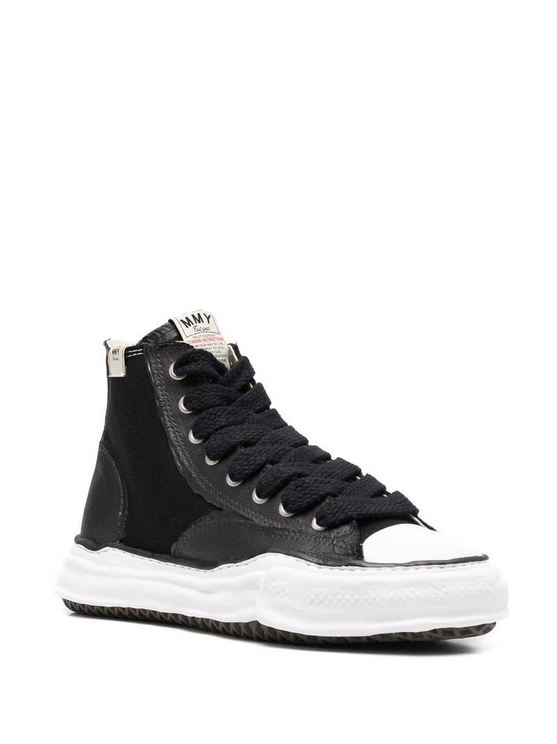 Maison MIHARAYASUHIRO high-top raw-cut sneakers outlook