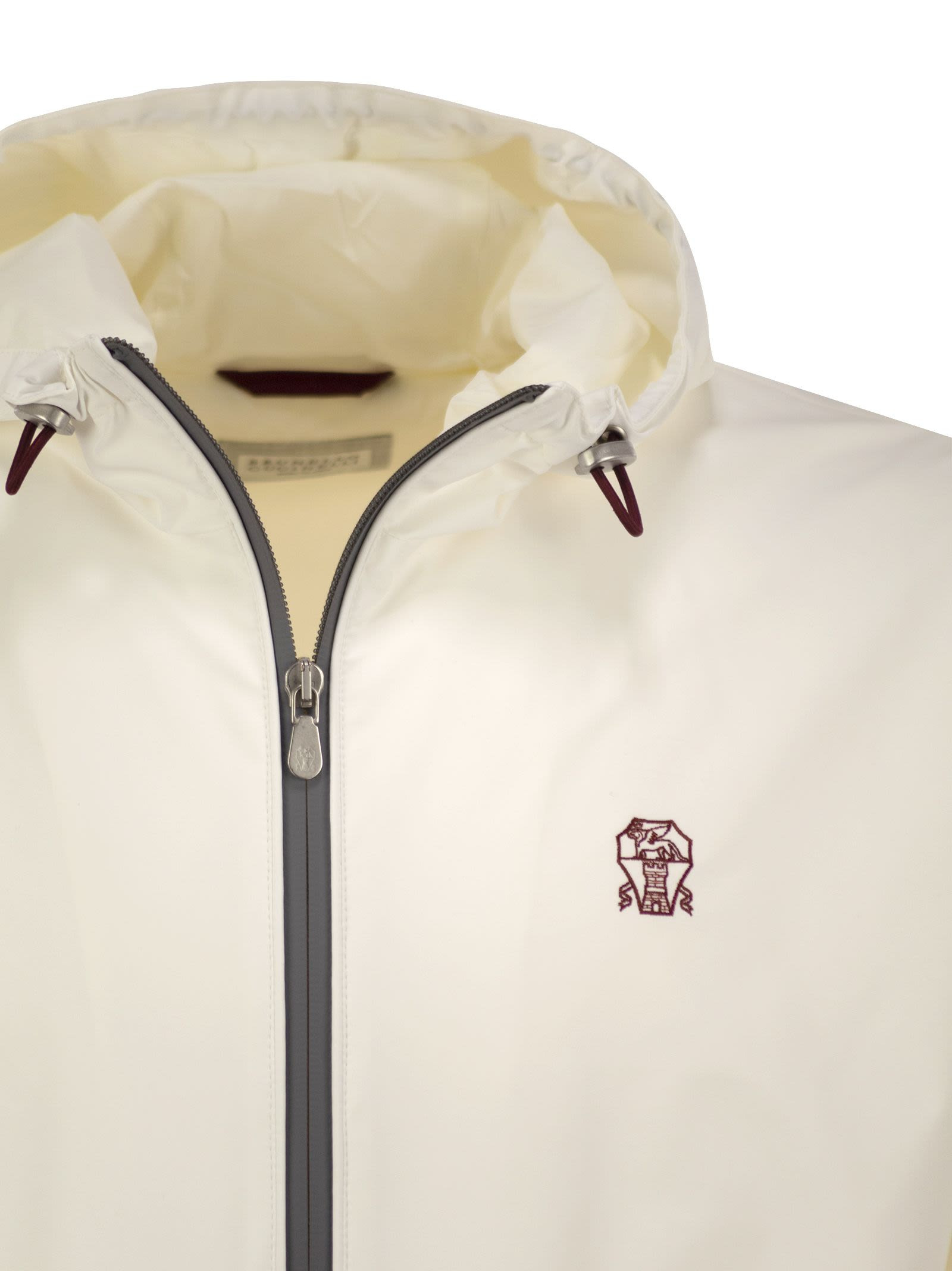 Brunello Cucinelli Men Membranated Nylon Jacket With Logo And Hood - 4