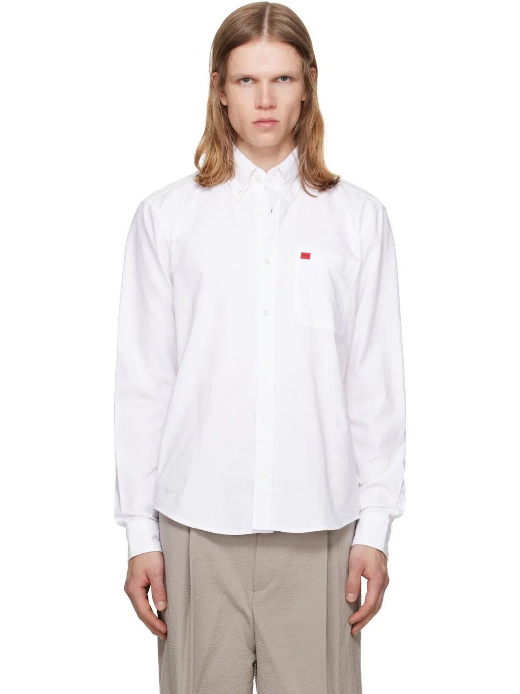 White Cotton Oxford Shirt - 1