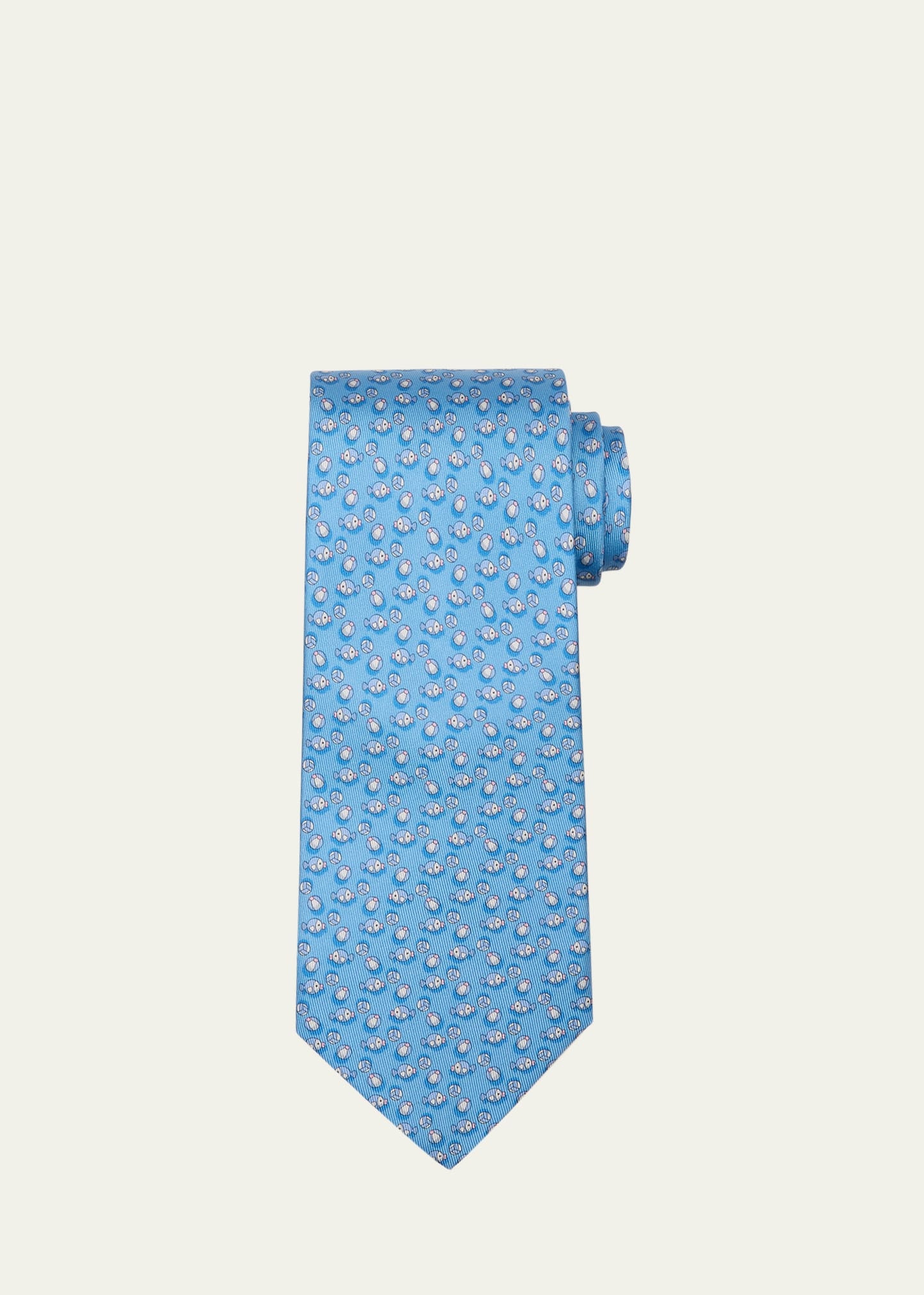 Men's Fish-Print Silk Tie - 1