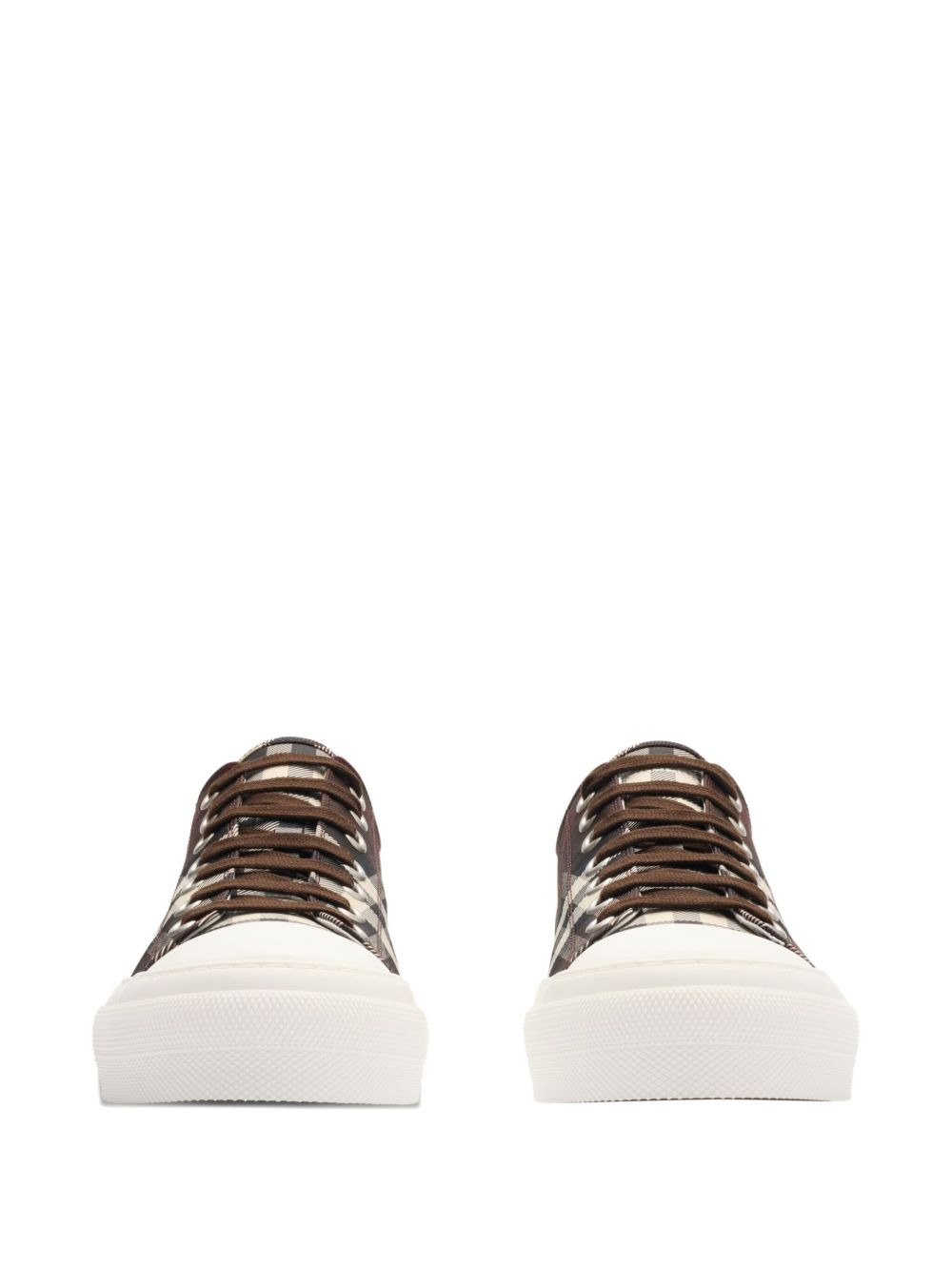 check-pattern lace-up sneakers - 2