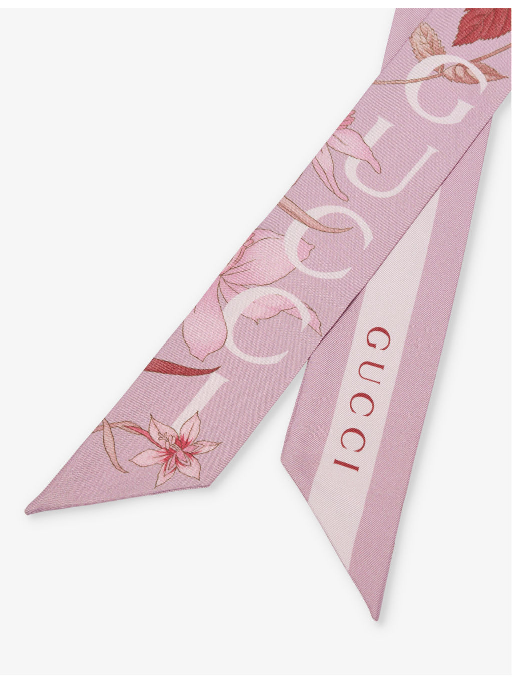 Floral-Pattern Silk Neck Bow - 3