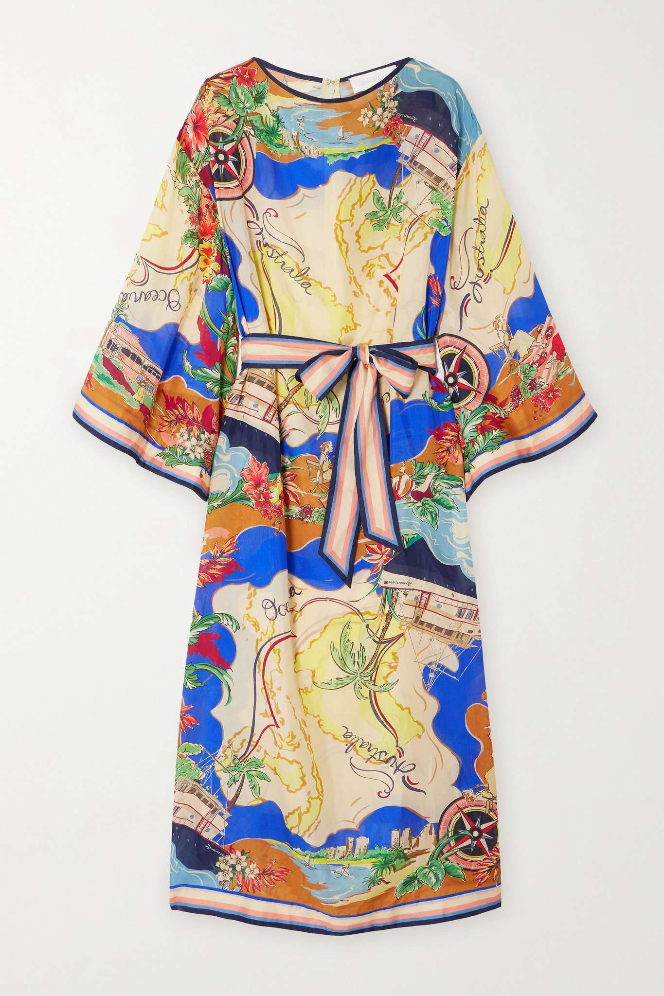 + NET SUSTAIN Alight belted printed organic silk midi dress - 1