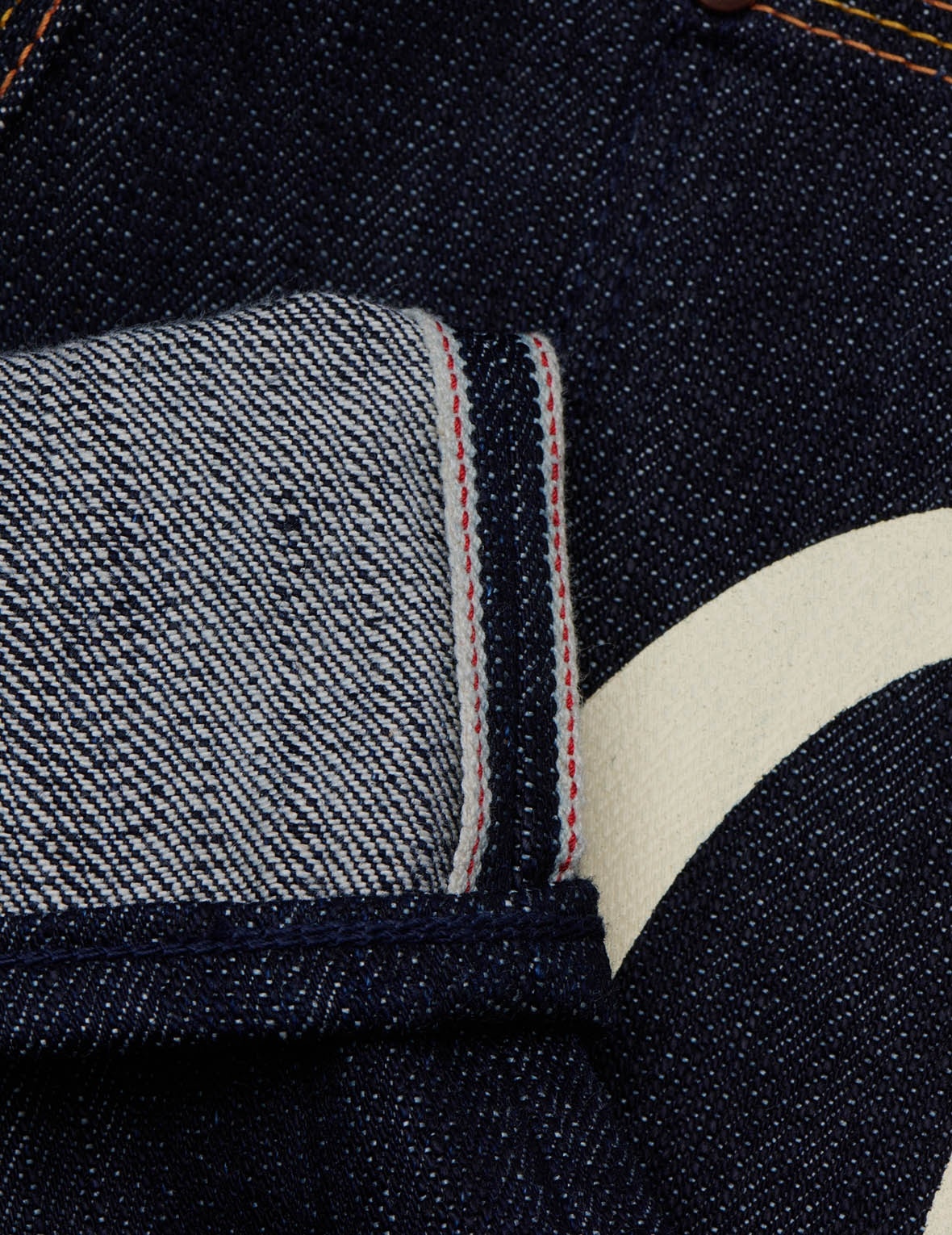 HANDPAINTED SEAGULL STRAIGHT FIT RAW DENIM SELVEDGE JEANS - 5
