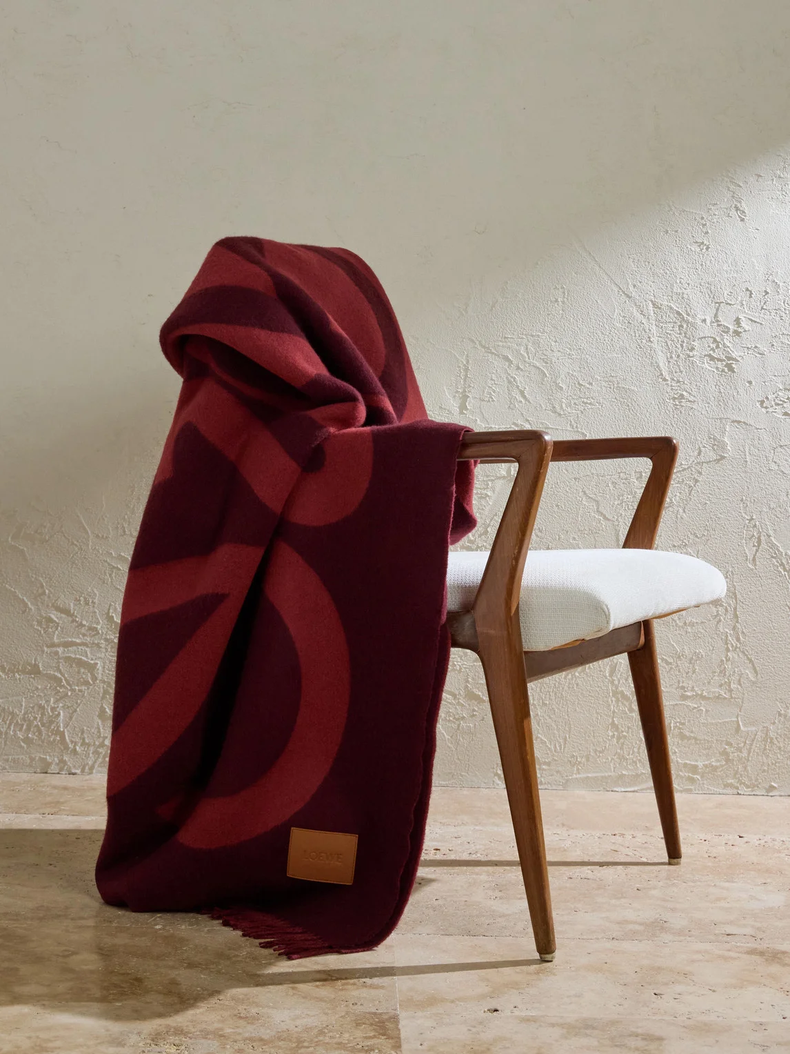 Anagram Leather-Appliquéd Fringed Logo-Jacquard Wool and Cashmere-Blend Blanket - 1