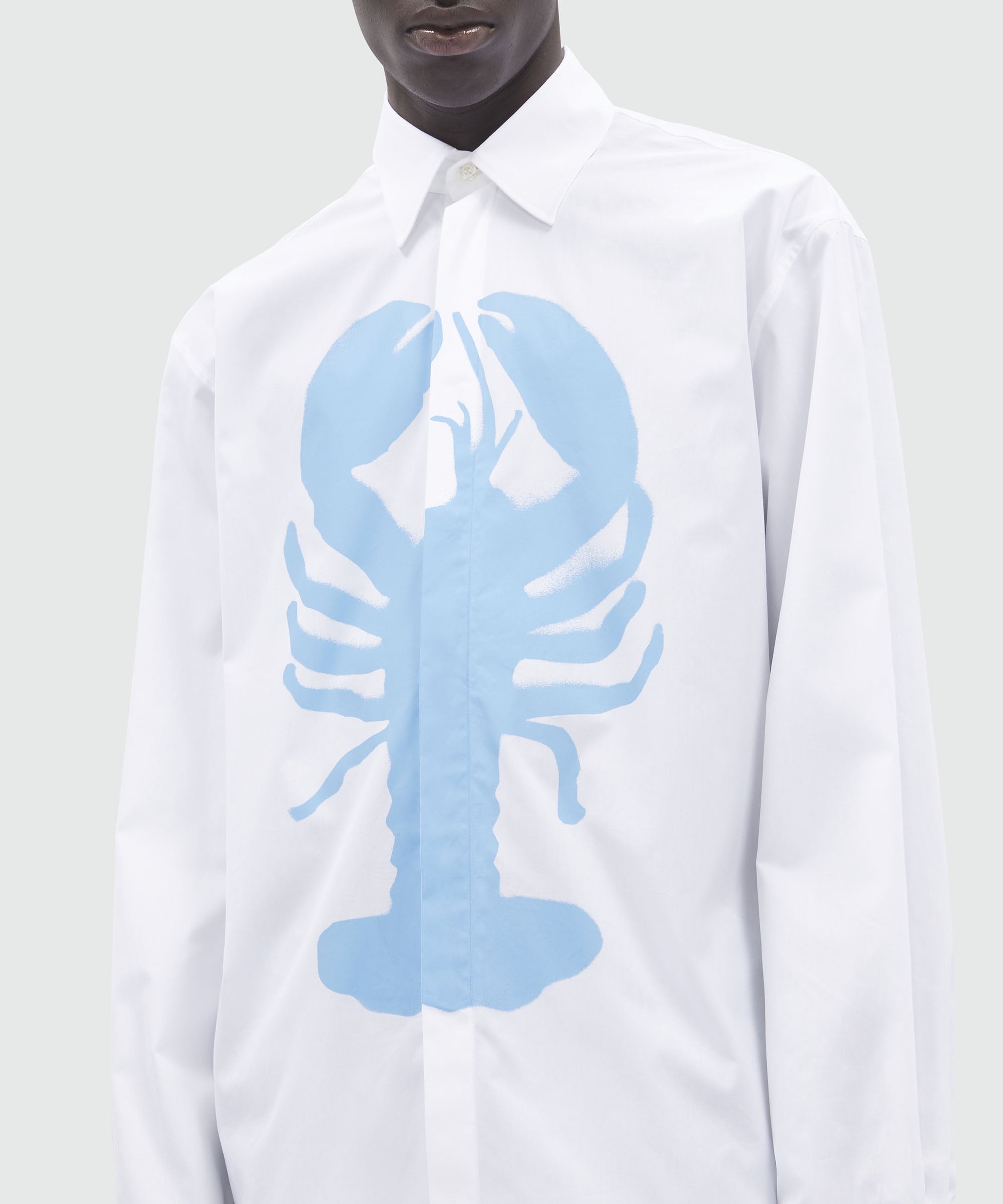White poplin shirt with "Lobster" print - 5