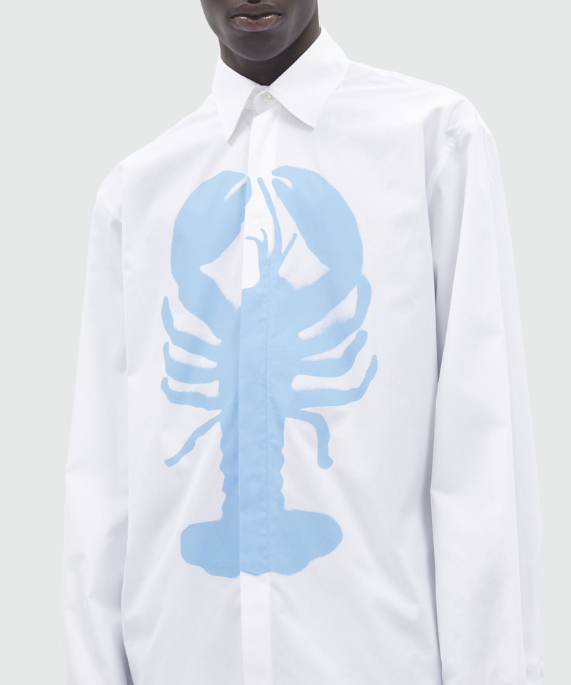 White poplin shirt with "Lobster" print 5