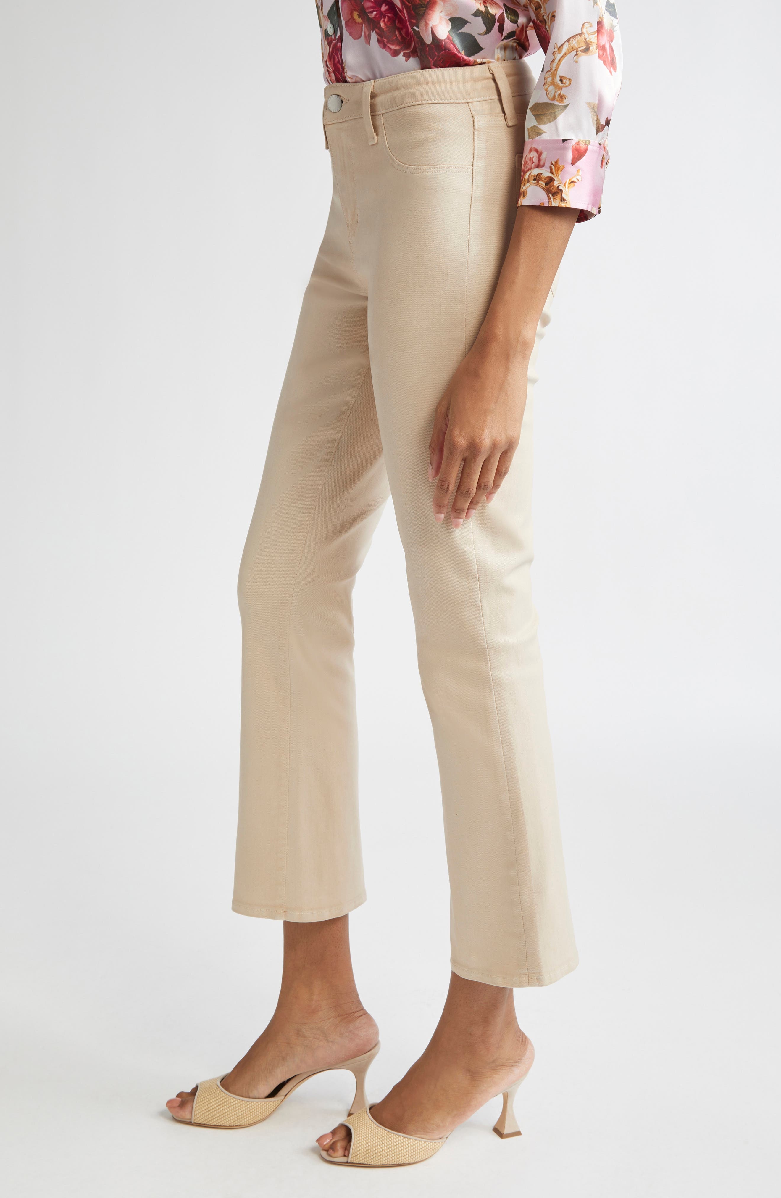 L'AGENCE Tati High Waist Ankle Micro Bootcut Jeans in Cement Coated at Nordstrom - 3