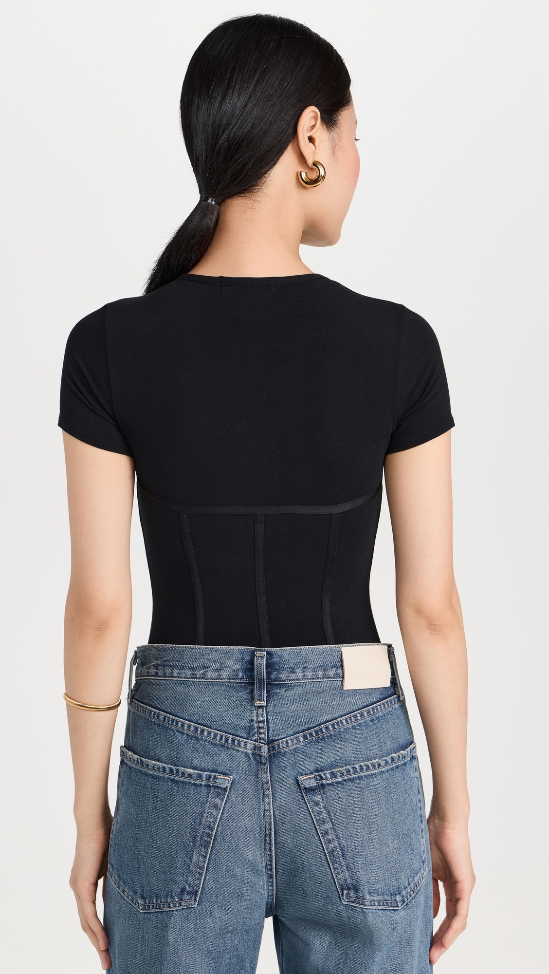 Cotton T Shirt Thong Bodysuit - 2