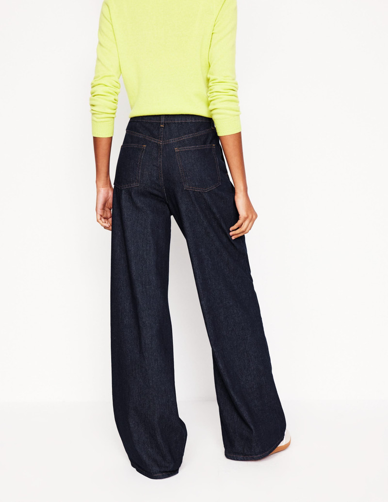 Mid Rise Fluid Denim Pants-Indigo Rinse 3