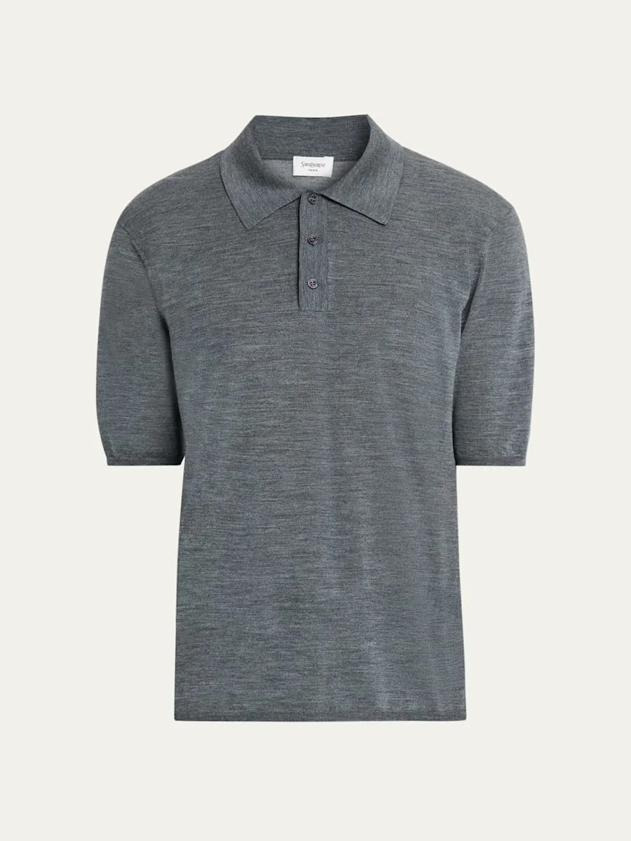 Men's Cassandre Wool Short-Sleeved Polo Shirt - 1