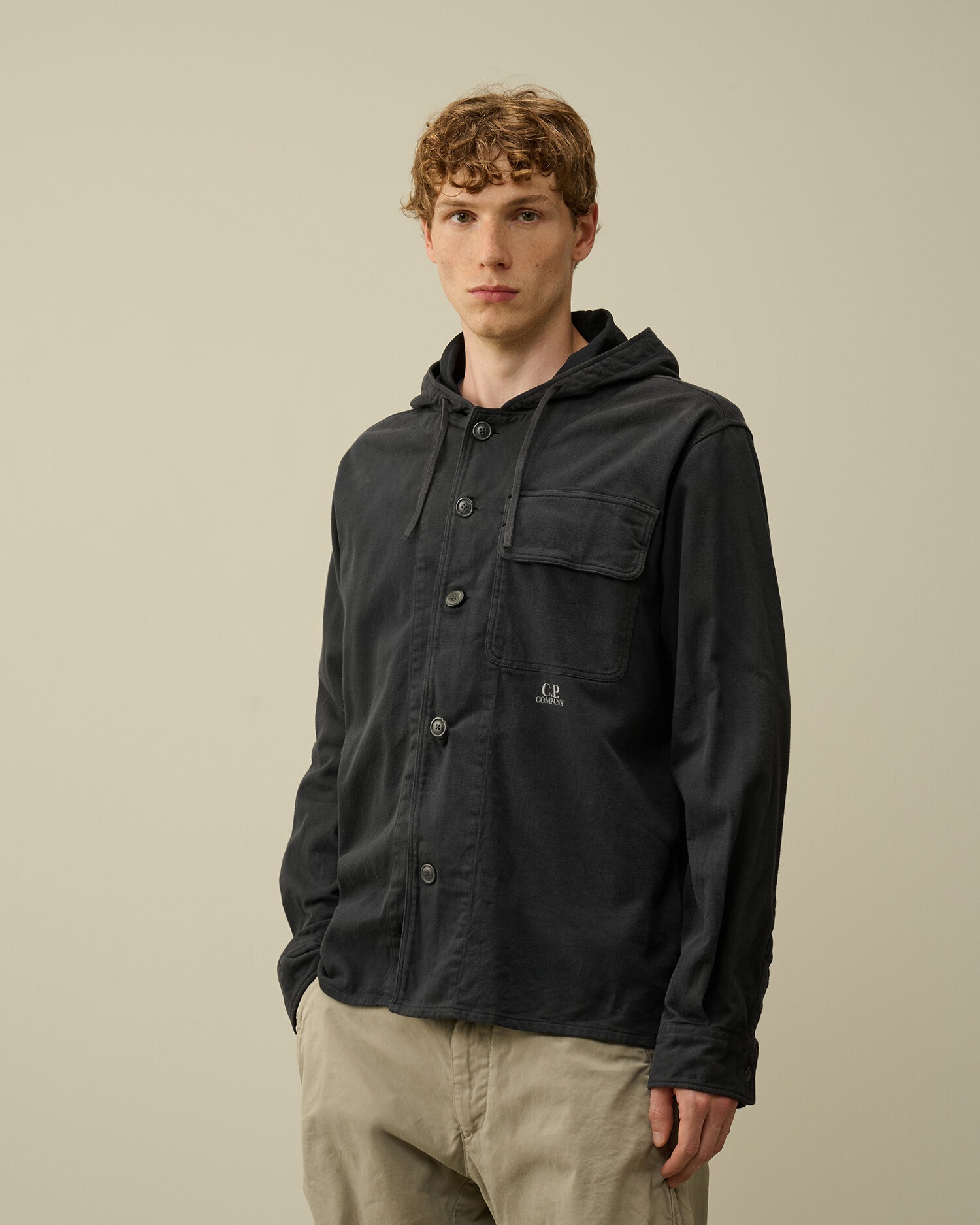 Armored Stretch Satin Hooded Buttoned Overshirt - 2