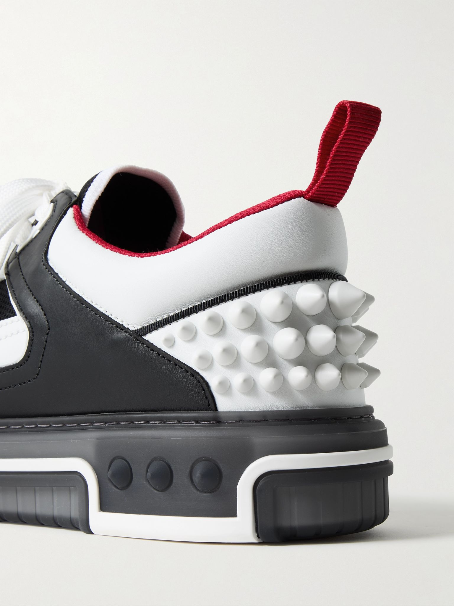 Astroloubi Spiked Leather and Mesh Sneakers White - 6