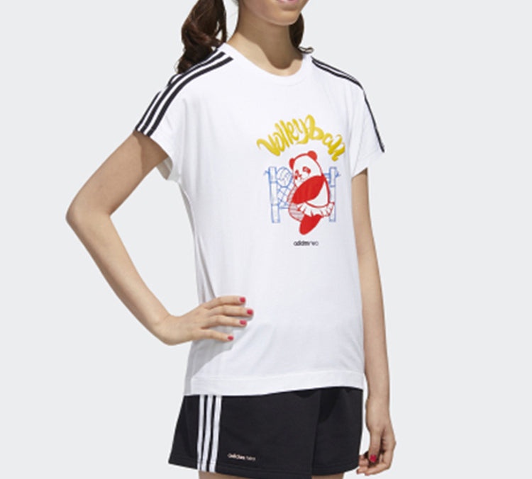 adidas neo Panda Tee Printing Loose Short Sleeve White GK1561 - 4