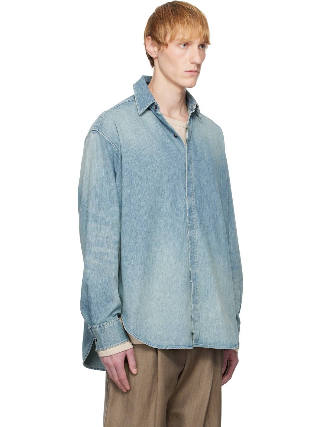 Blue Button Up Denim Shirt - 2