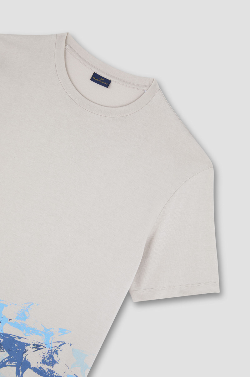 COTTON JERSEY T-SHIRT WITH DISTRESSED SHARKS PRINT 6