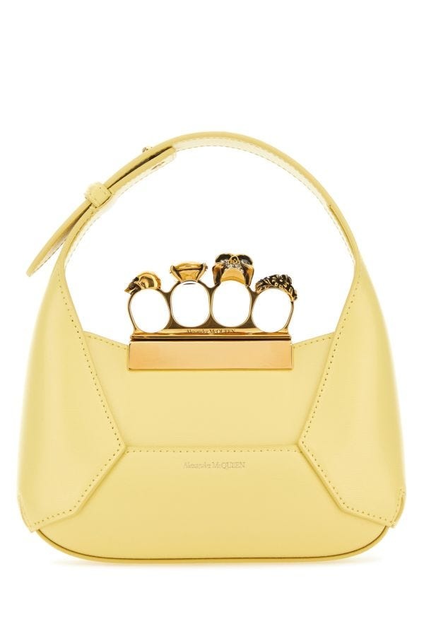 ハンドバッグ ALEXANDER MCQUEEN PASTEL YELLOW MINI JEWELLERED HOBO HANDBAG Alexander McQueen Pastel yellow leather mini Jewellered Hobo