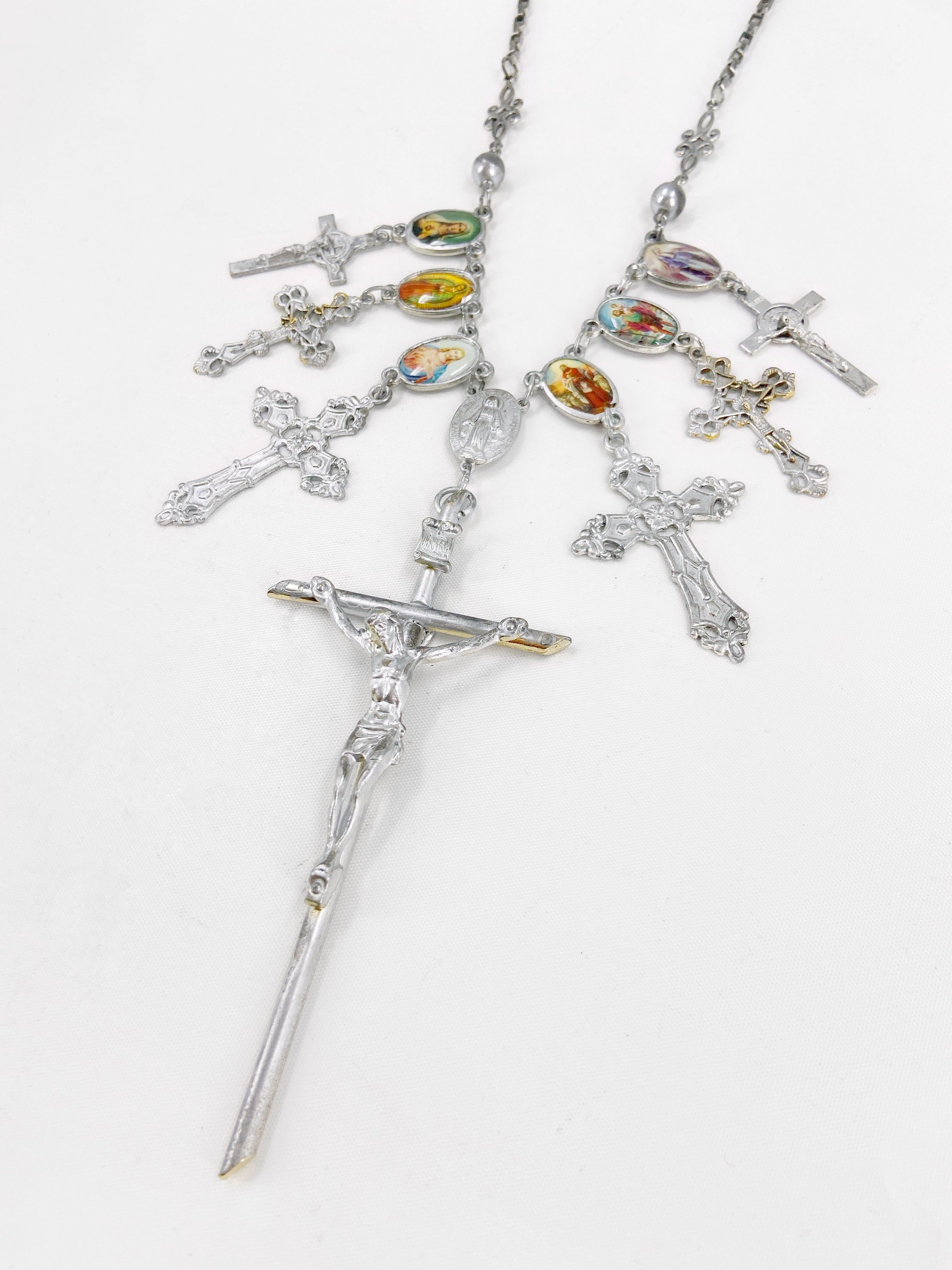 Jean Paul Gaultier 90S Sample 7 Cross Enamel Christian Pendant Chain Necklace - 8