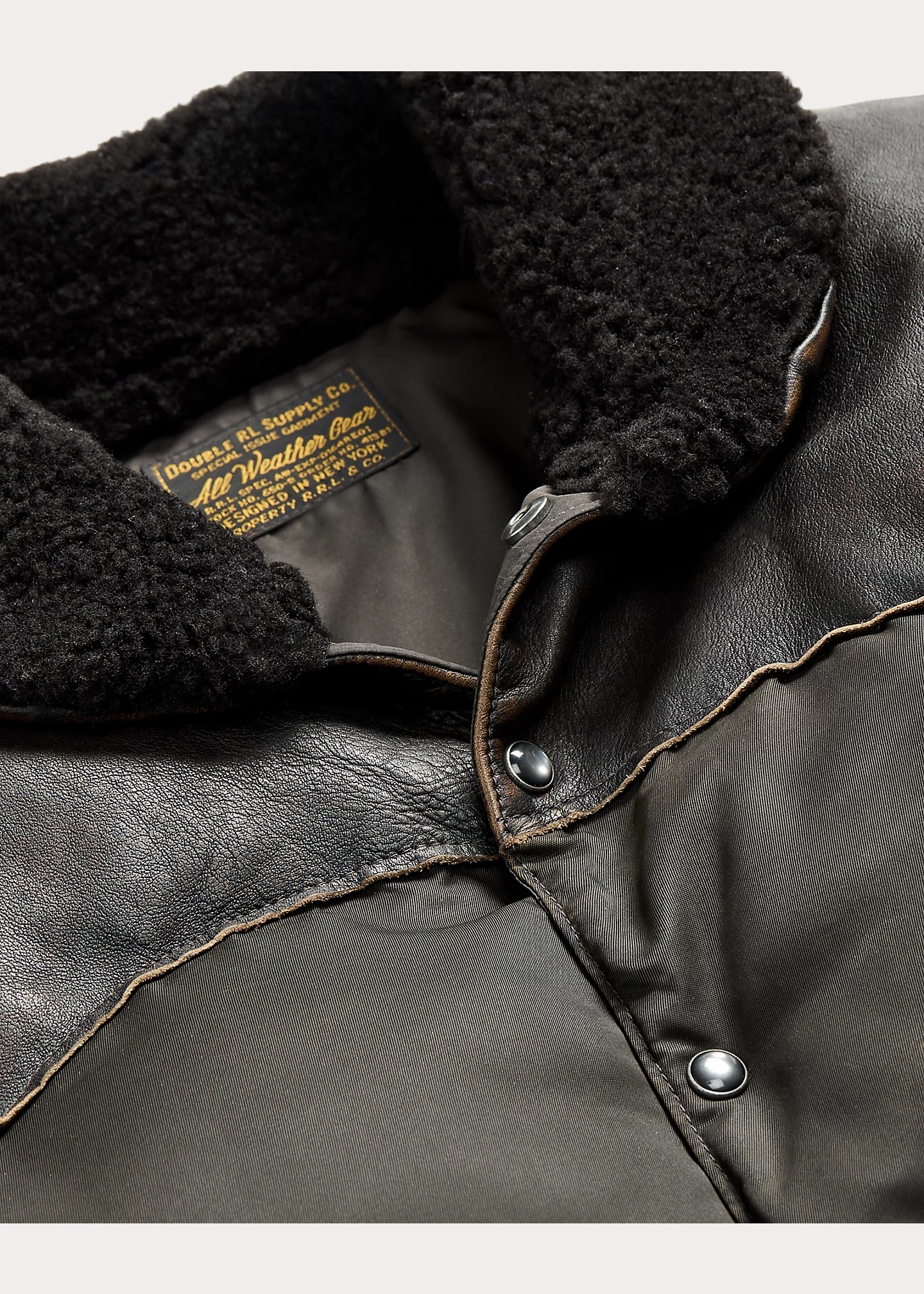 Shearling-Collar Leather-Yoke Jacket - 4