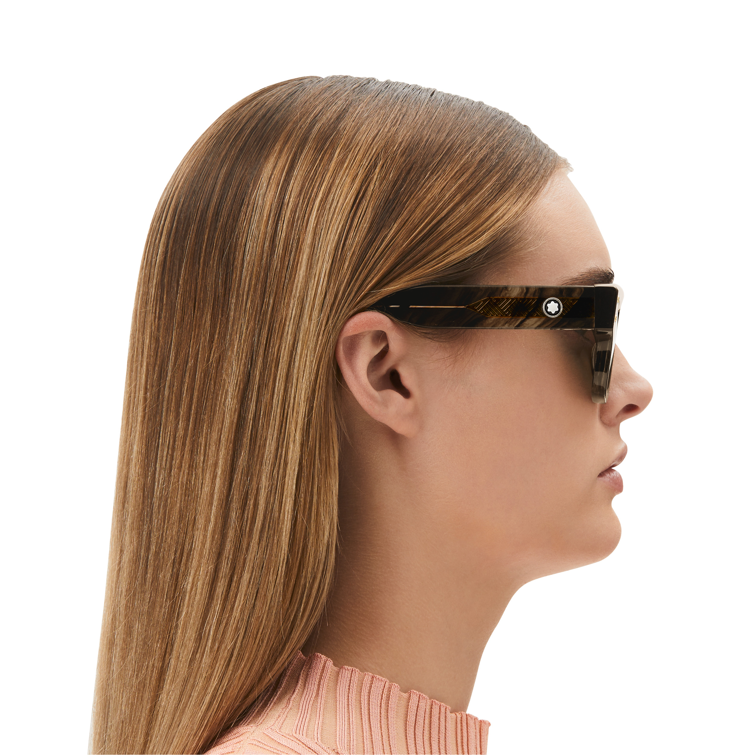 Rectangular Sunglasses with Melange Colored Acetate Frame - 6
