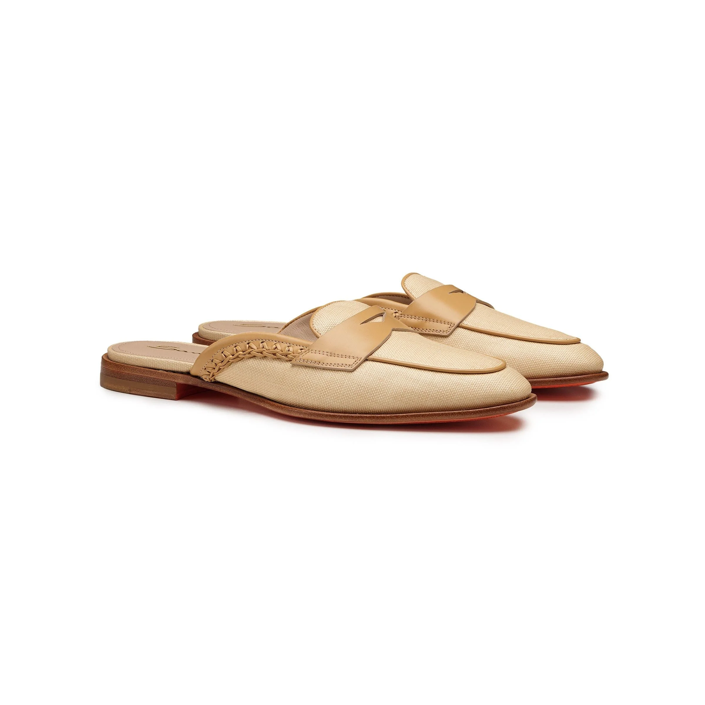 Santoni Women's Leather and Fabric Mule in Natural at Nordstrom - 1