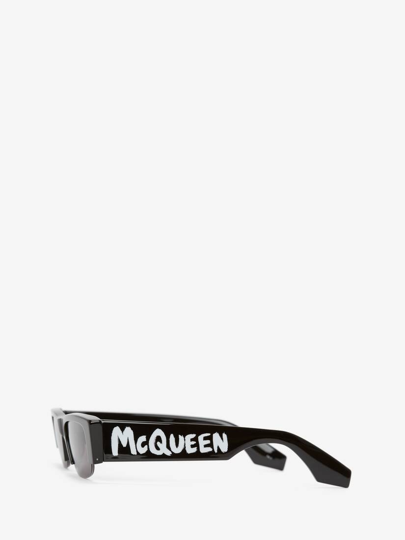 Women's McQueen Graffiti Slashed Sunglasses in Black - 3