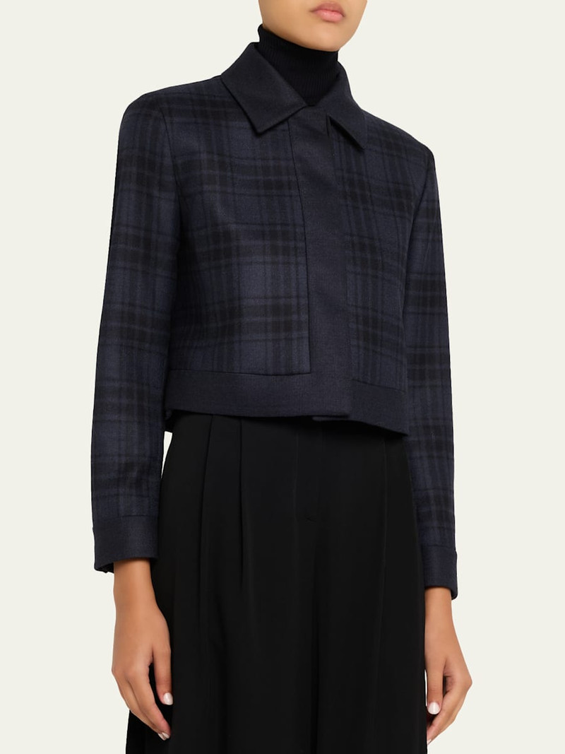 AKRIS Lewitt Check Wool Double-Face Crop Jacket outlook