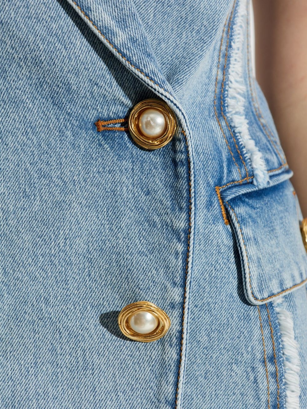 tailored denim vest dress - 5