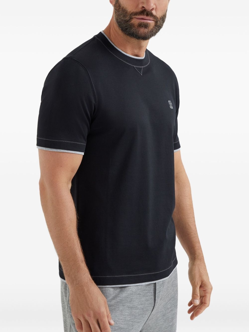 【関税・送料込み】BRUNELLO CUCINELLI BLACK COTTON T-SHIRT Brunello Cucinelli - Black Cotton Crewneck T-Shirt