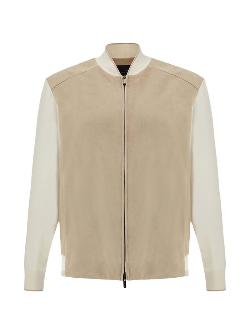 Aqualeather-panel bomber jacket 1