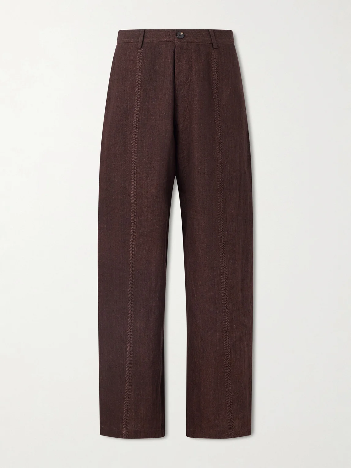 Rabari Embroidered Straight-Leg Linen Suit Trousers - 1