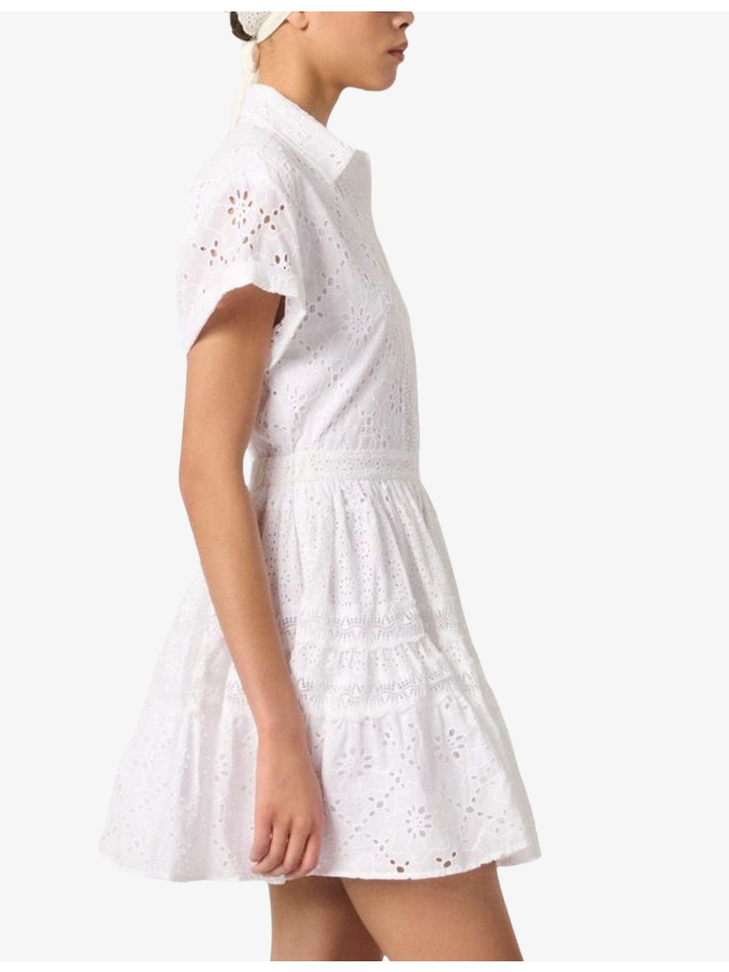 Broderie-Anglaise Ruffled-Hem Cotton Mini Dress - 3