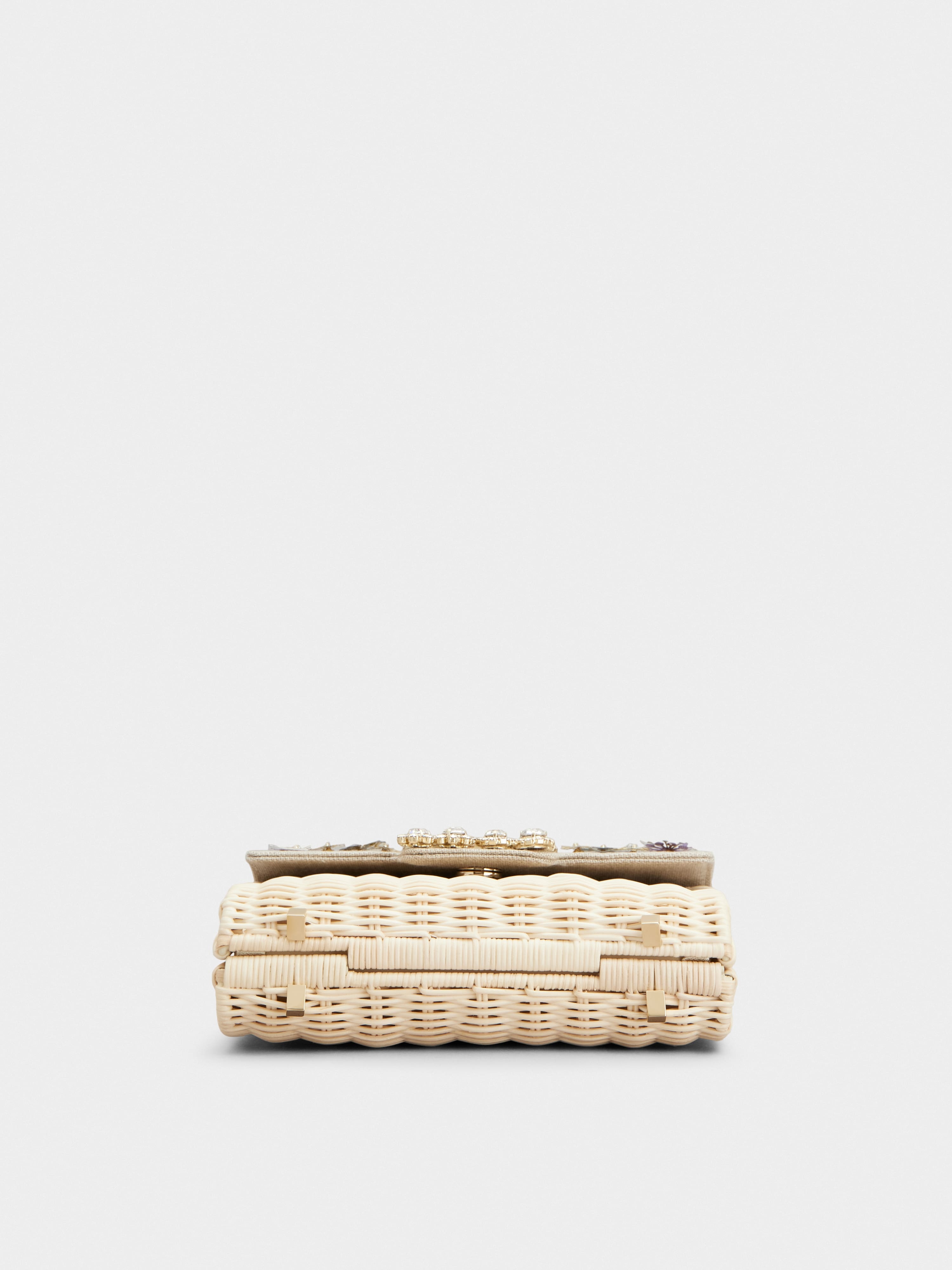 Jewel Efflorescence Mini Bag in linen and rattan - 5
