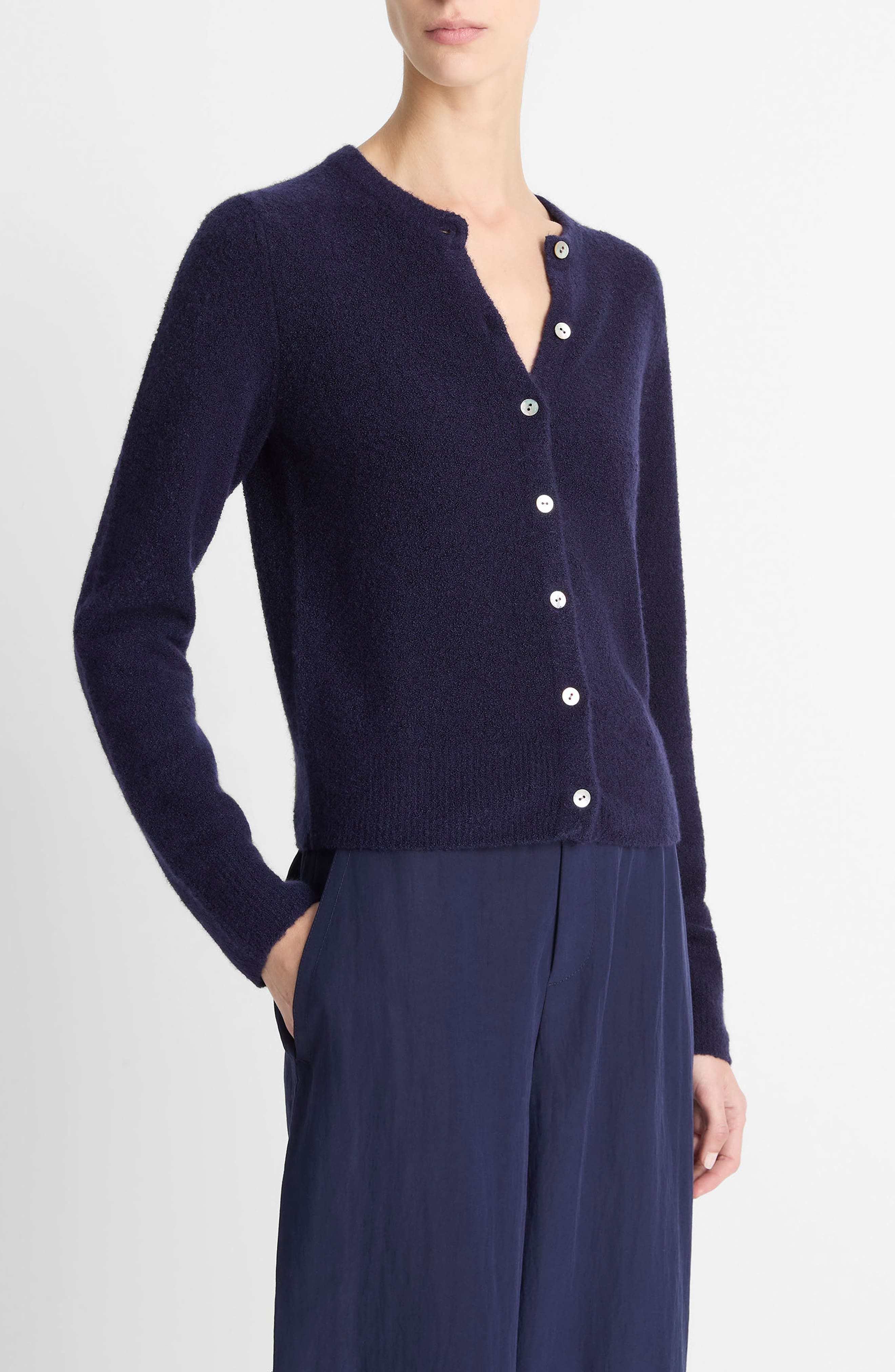 Vince Silk & Cashmere Bouclé Cardigan in Twilight at Nordstrom - 1