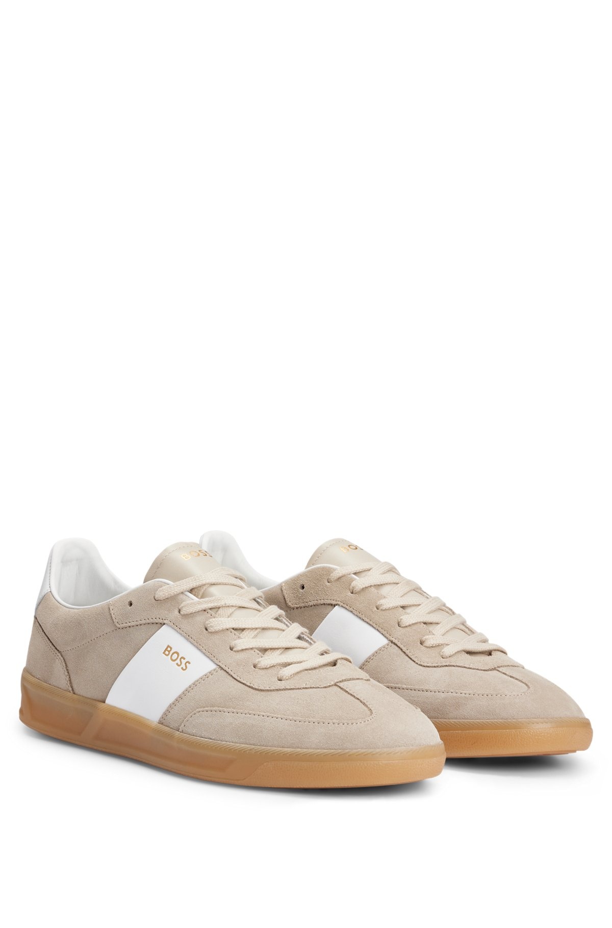 SUEDE-LEATHER LACE-UP TRAINERS WITH BRANDING - 2