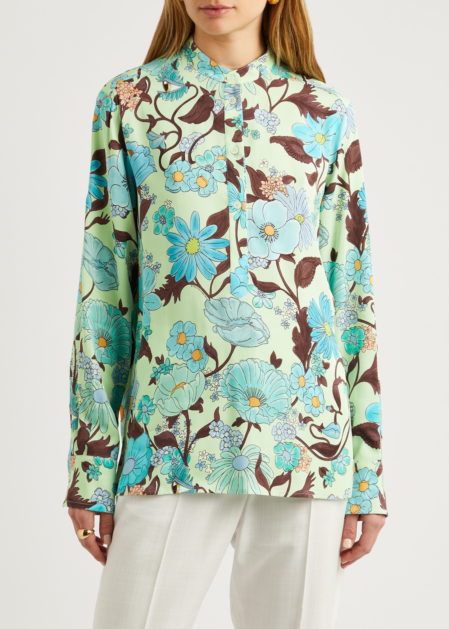 Floral-print matte satin shirt - 2