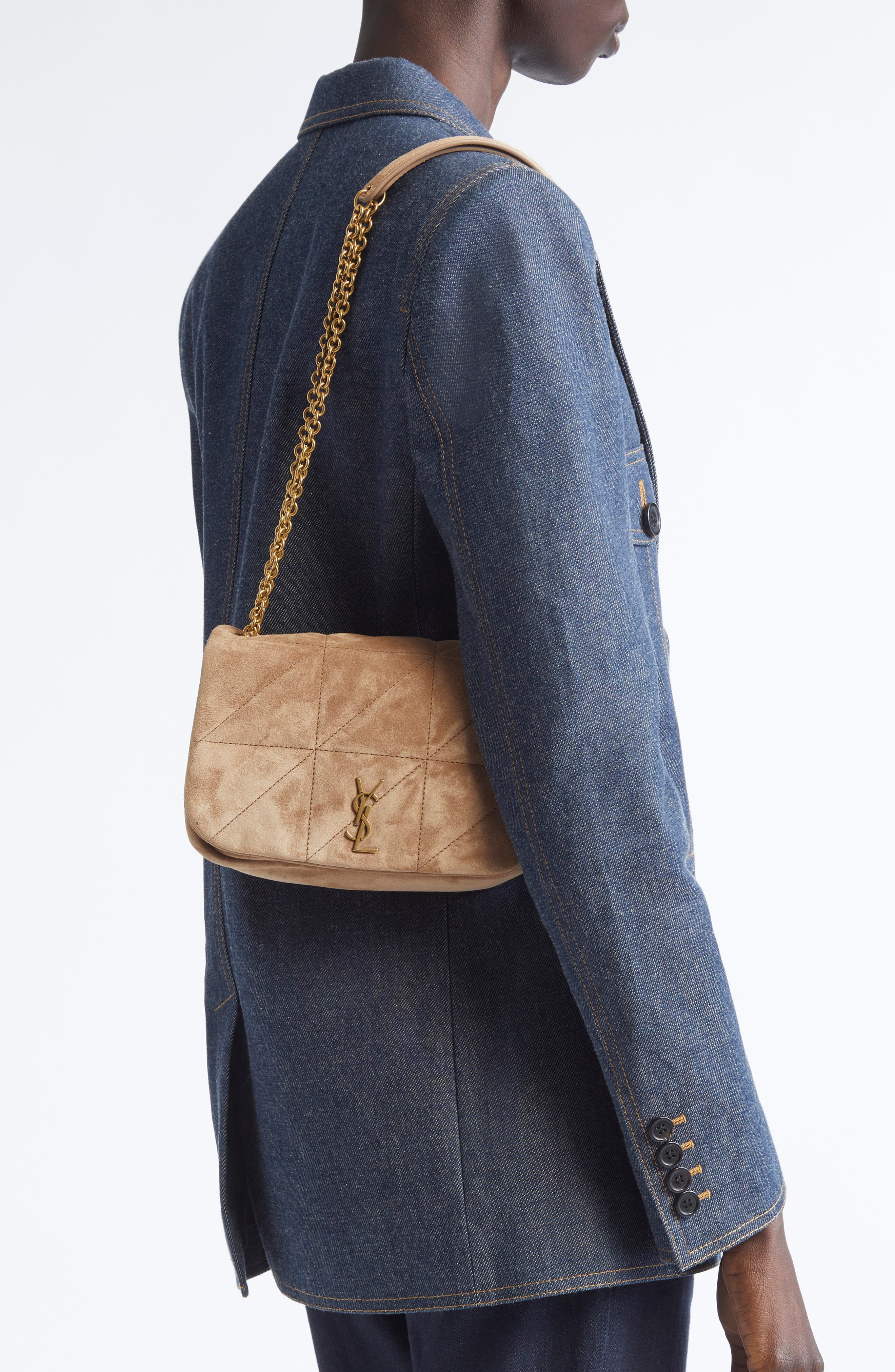 Saint Laurent Jamie 4.3 Patchwork Suede Crossbody Bag in Wister Pink at Nordstrom - 2
