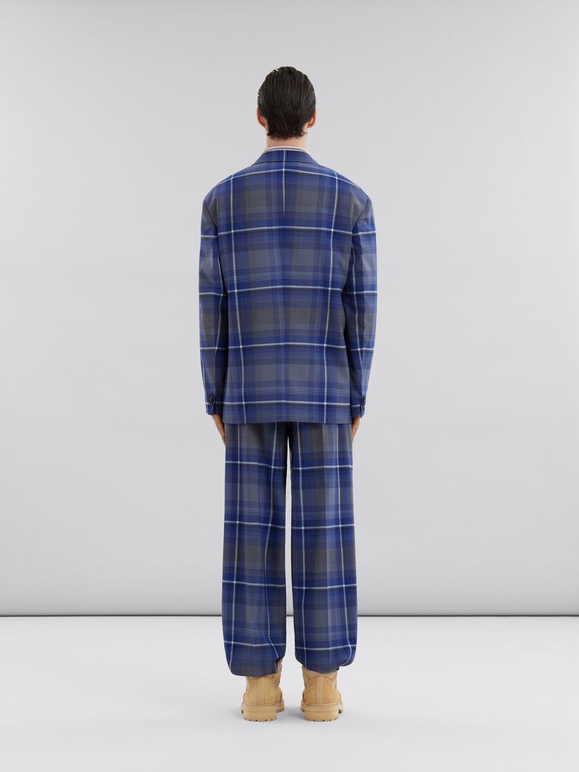 BLUE CHECKED WOOL BLAZER WITH MARNI MENDING - 3
