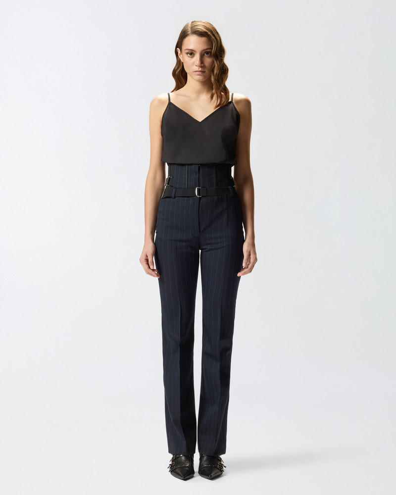 PINKO PINSTRIPE POLY WOOL BUSTIER TROUSERS outlook
